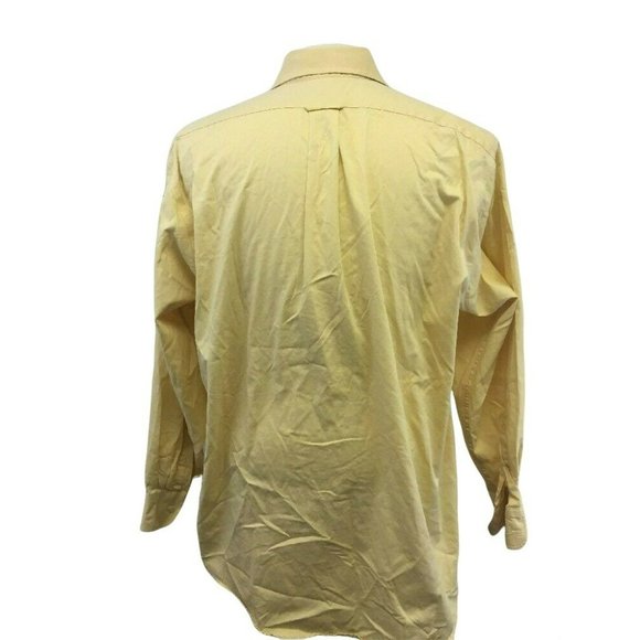 IZOD Mens Casual Button Shirt Yellow Size 17 34/35 XL L/S Cotton Easy Care - Picture 3 of 12